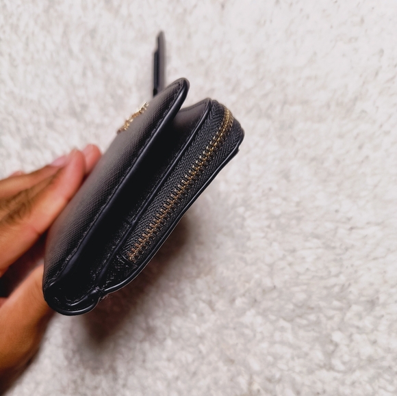 Kate Spade New York Saffiano Leather Small Zip Around Bifold Wallet, Black - Picture 8 of 9